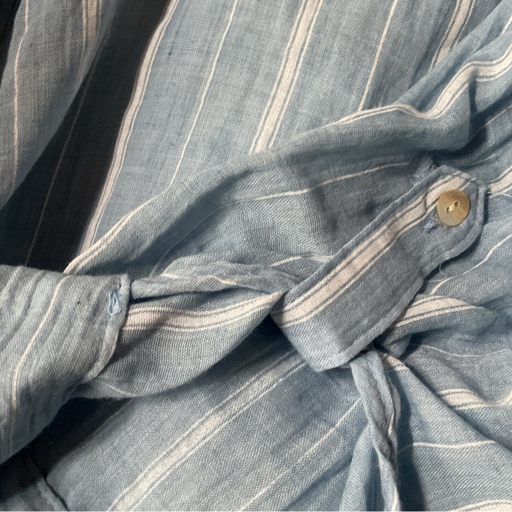 Eden and Olivia Blue Striped Button-Up Shirt, 3X New - Picture 6 of 7